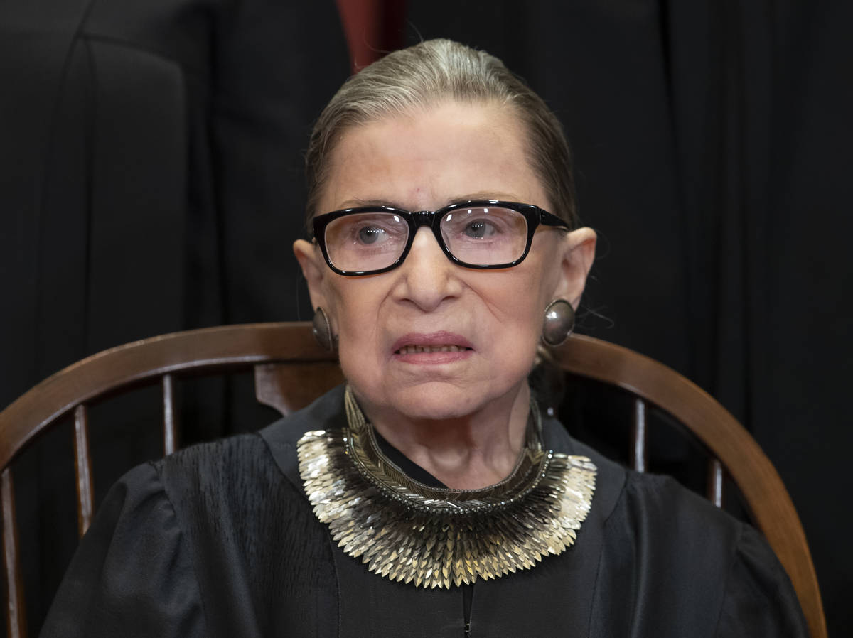 In this Nov. 30, 2018, file photo, Associate Justice Ruth Bader Ginsburg, nominated by Presiden ...
