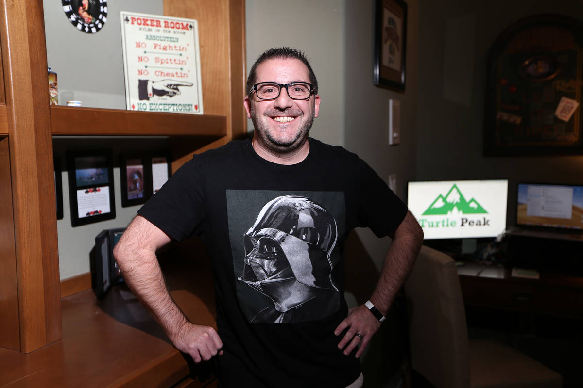 Mark Nagle, chief operating officer of Turtle Peak, poses for a portrait at his home in Las Veg ...