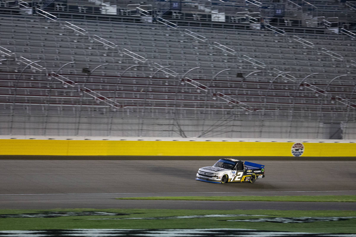 Sheldon Creed (2) drives a lap with empty stands in the background during the NASCAR Westgate 2 ...