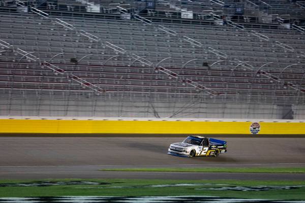 Sheldon Creed (2) drives a lap with empty stands in the background during the NASCAR Westgate 2 ...