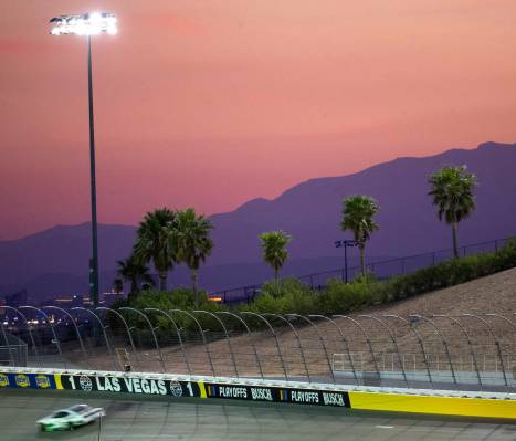 Chase Briscoe (98) rounds the track during the NASCAR Xfinity Series auto race at Las Vegas Mot ...