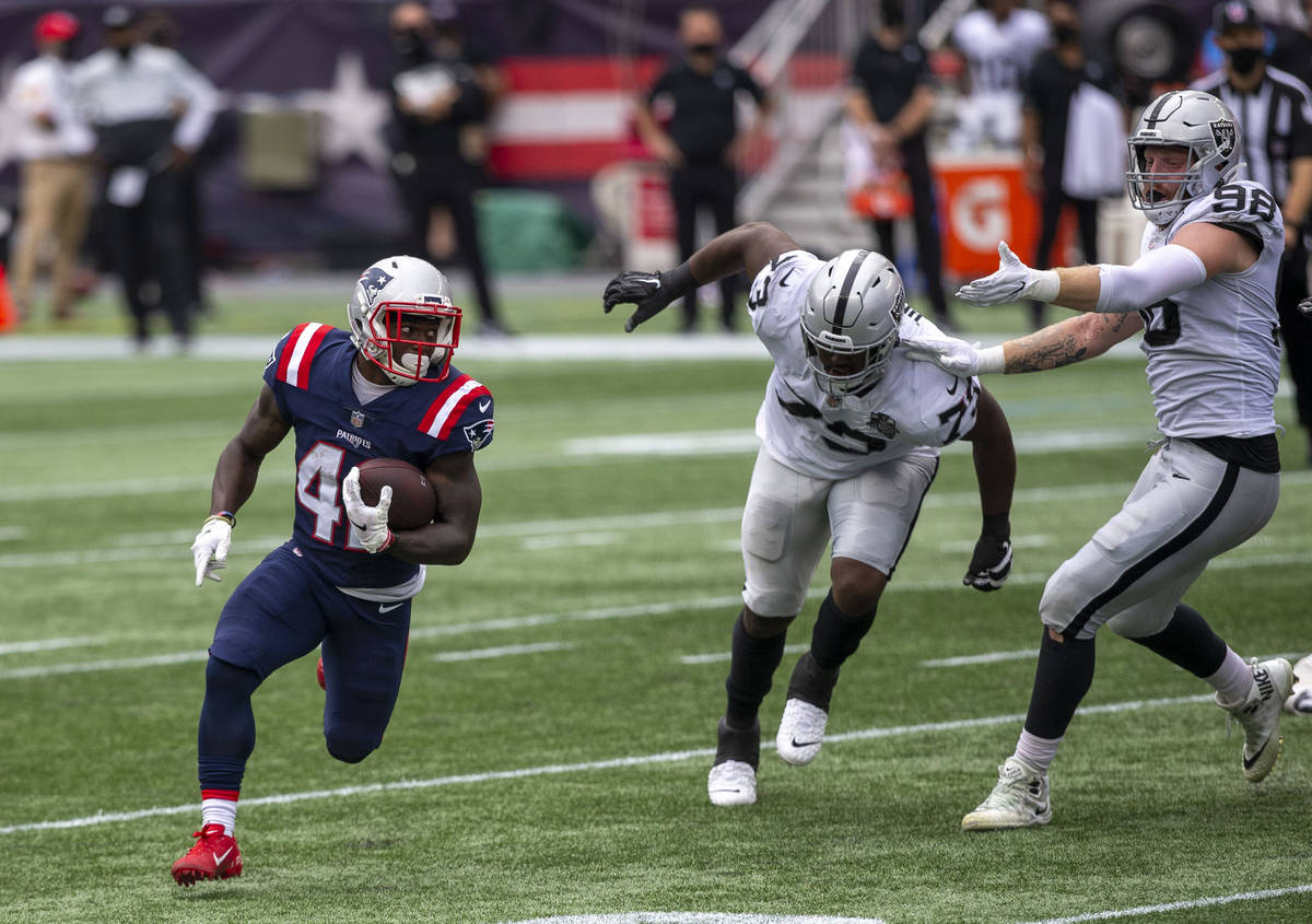New England Patriots running back J.J. Taylor (42) runs with the football during the 2nd quarte ...