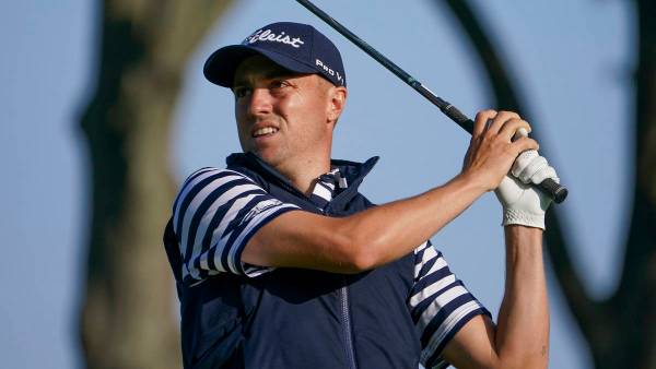 Justin Thomas, of the United States, during the second round of the US Open Golf Championship, ...