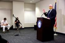 Nevada Governor Steve Sisolak speaks during a news conference at the Grant Sawyer State Buildin ...