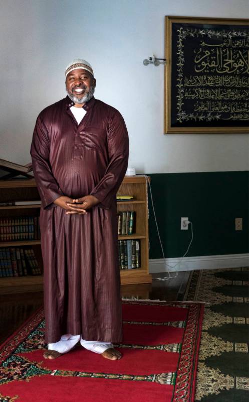 Imam Fateen Seifullah of the Masjid As-Sabur mosque in Las Vegas, Monday, Aug. 3, 2020. (Rachel ...