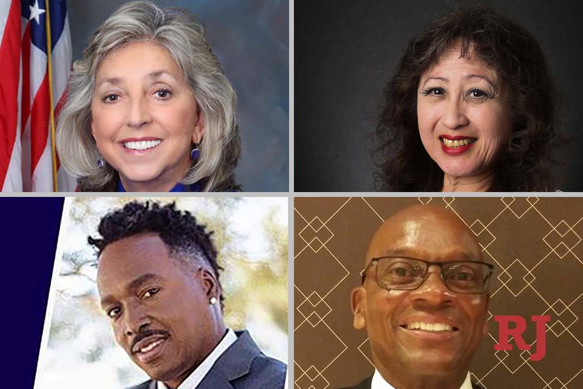 Clockwise from top left, Dina Titus, Joyce Bentley, Kamau Bakari and R ...