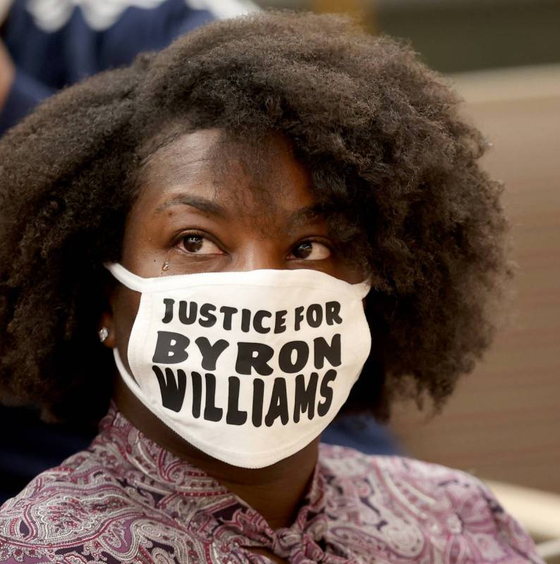 Teena Acree of San Diego, niece of Byron Williams, who was killed by a Metropolitan Police Depa ...