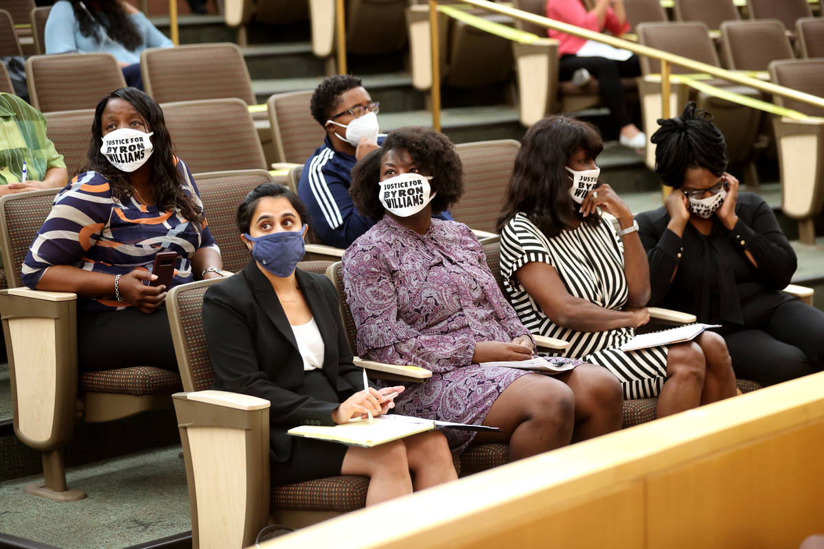 Family members of Byron Williams, who was killed by a Metropolitan Police Department officer af ...