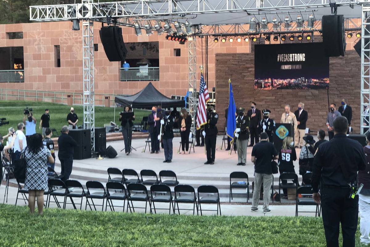 The 1 October Sunrise Remembrance begins at the Clark County Government Center amphitheater on ...