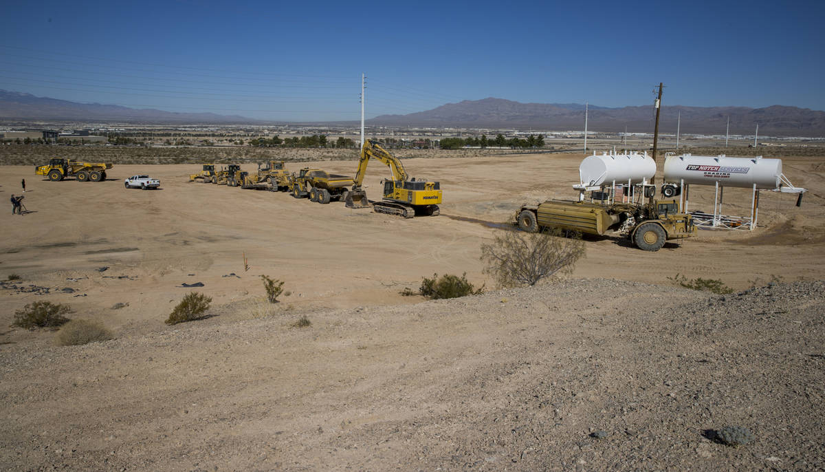 Construction area and vehicles lined up on the new site of the Las Vegas Metropolitan Police De ...