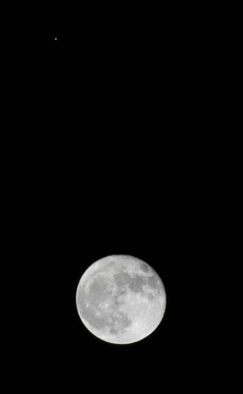 A glimpse of the moon and Mars (at top) seen above the Las Vegas Valley on Friday, Oct. 2, 2020 ...