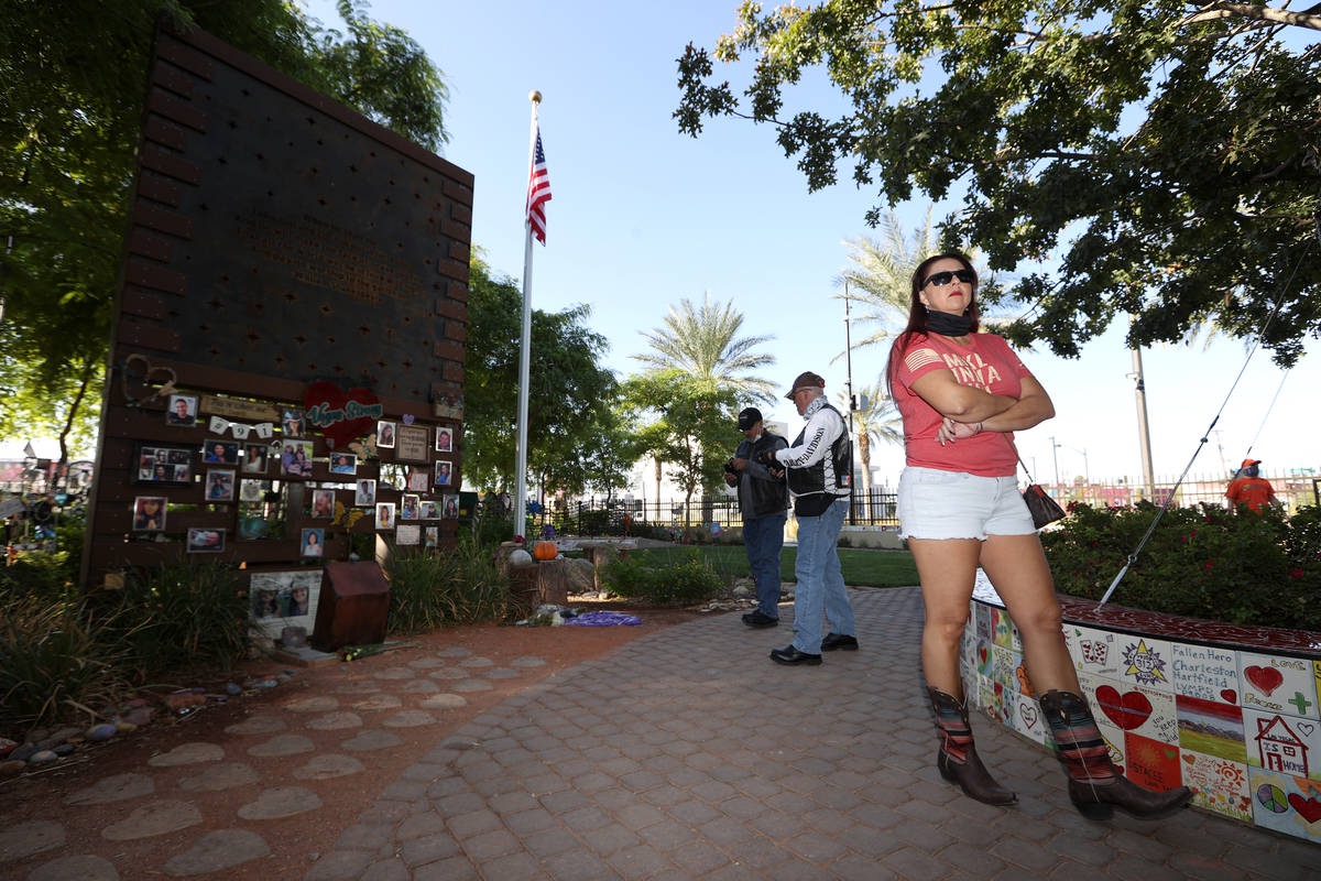Lara Lane of Henderson tours the Las Vegas Community Healing Garden after arriving with nearly ...
