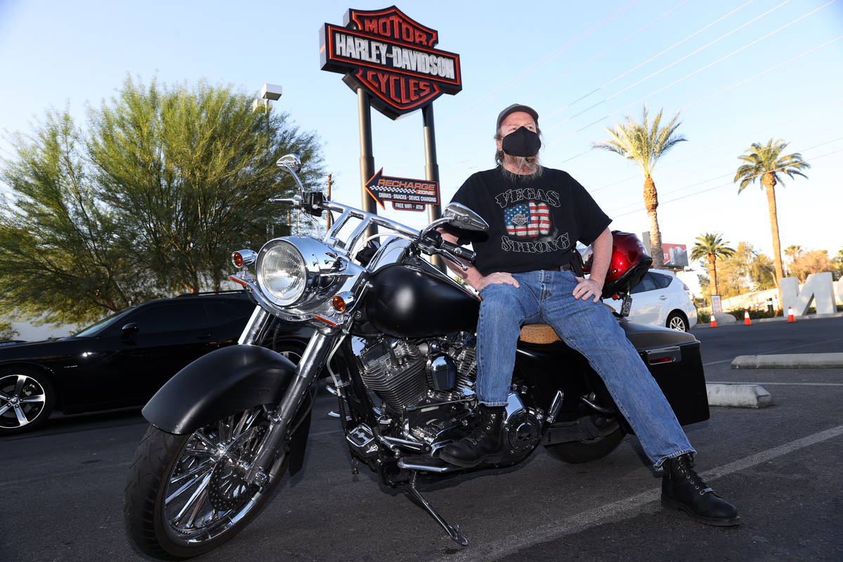 Gary Ryan of Henderson waits on his bike to participate in the Country Strong Foundation Route ...