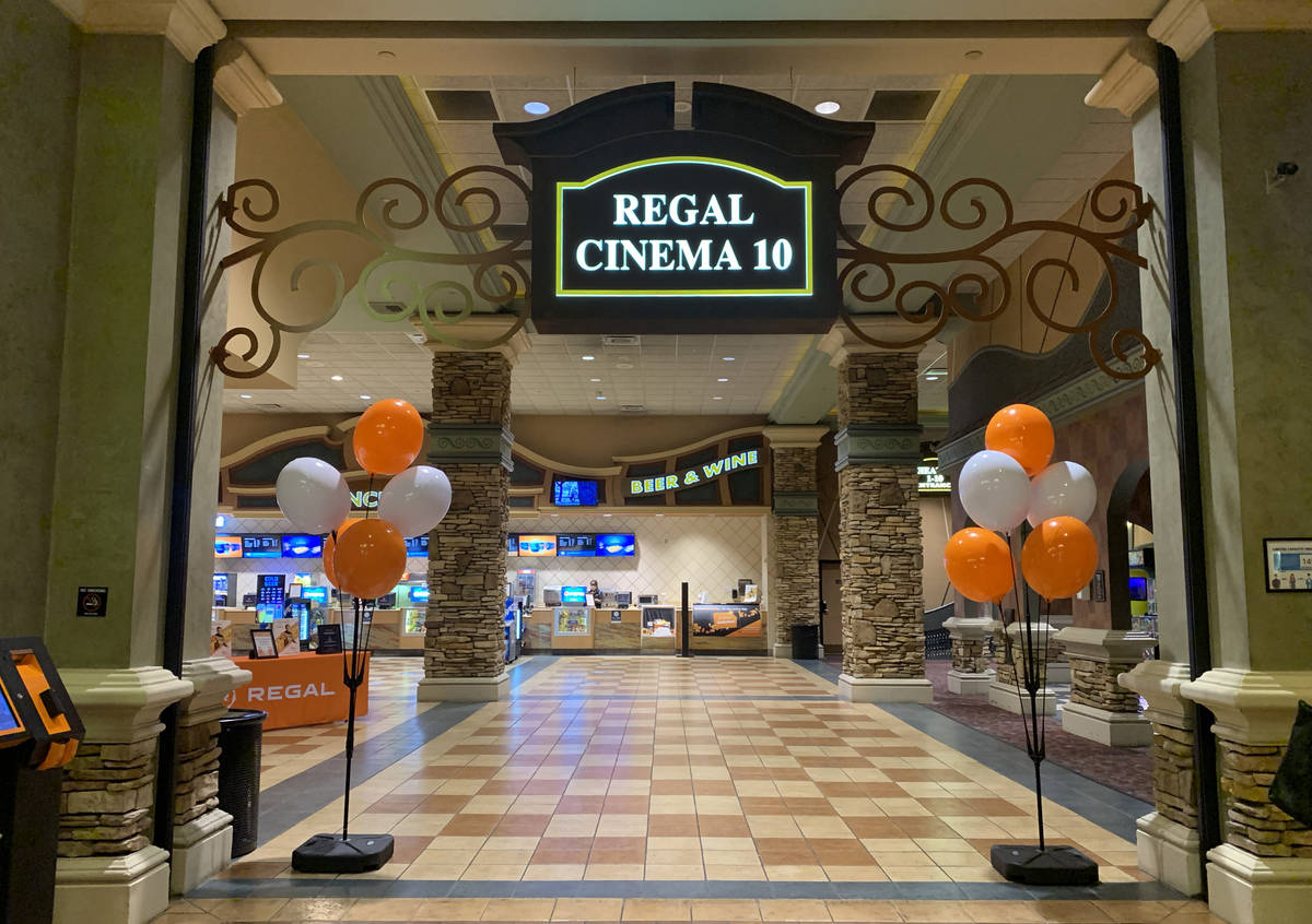 A quiet lobby at Regal Cinema 10 located in Green Valley Ranch is seen in Henderson on Sunday, ...