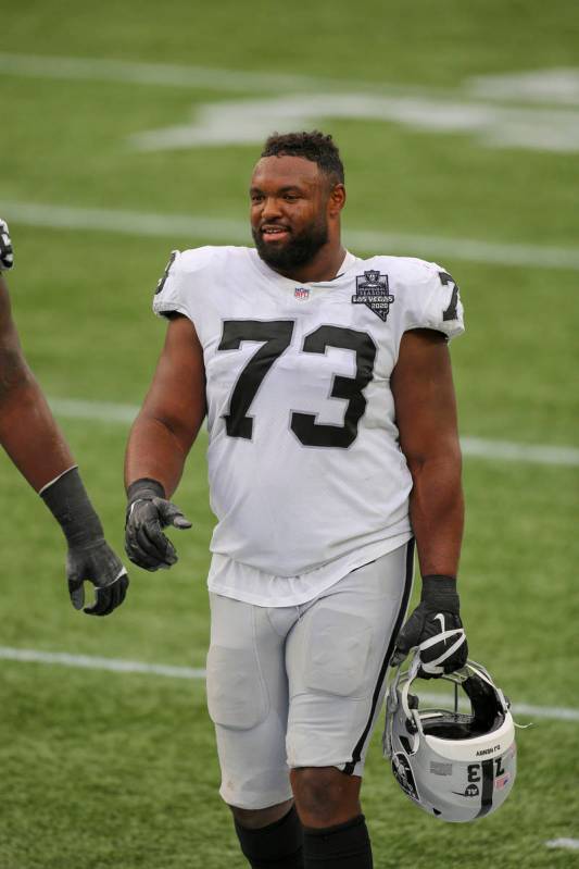 Las Vegas Raiders defensive lineman Maurice Hurst (73) following an NFL football game against t ...