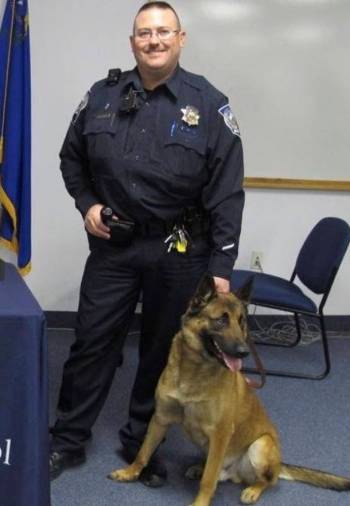 Nevada Highway Patrol Sgt. Ben Jenkins with Thor, his K-9 partner, in 2016. Jenkins was fatally ...