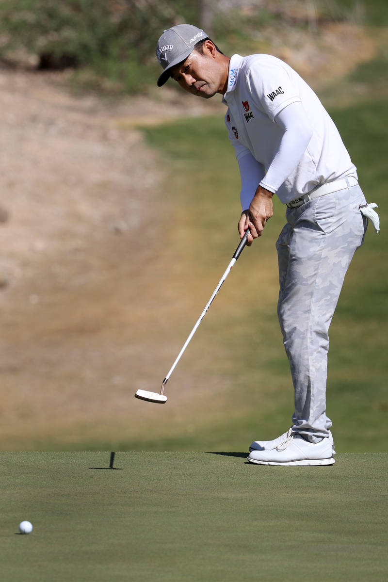 Kevin Na putts at the sixth hole during the Pro-Am event in the 2020 Shriners Hospitals for Chi ...