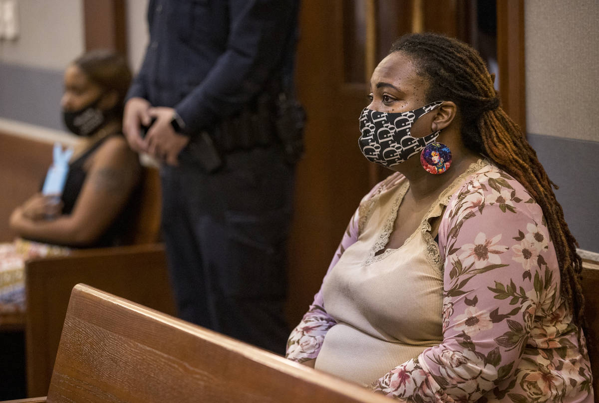 Artavia Wilson looks to her son Sidney Deal during his hearing on child abuse charges in connec ...