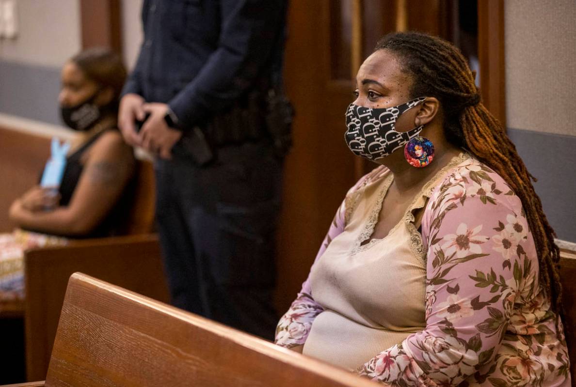 Artavia Wilson looks to her son Sidney Deal during his hearing on child abuse charges in connec ...