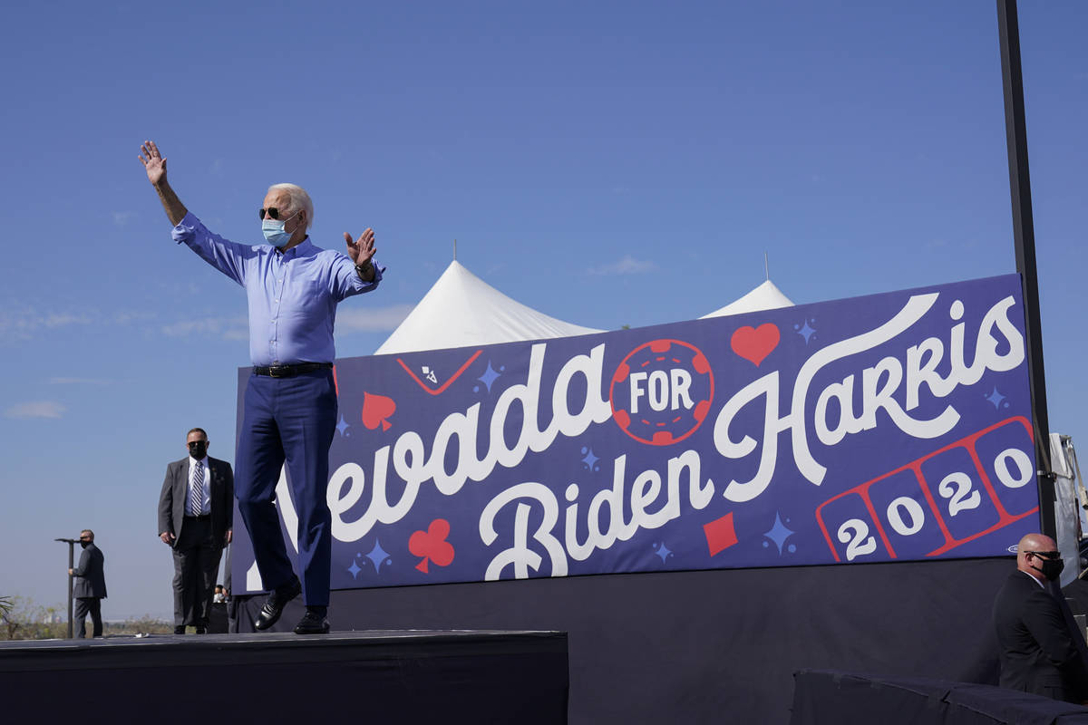 Democratic presidential candidate former Vice President Joe Biden arrives to speak at a Las Veg ...