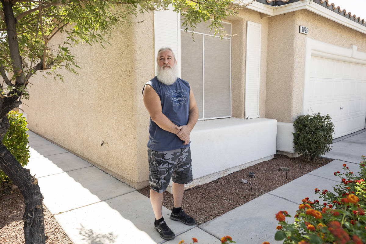 Las Vegas landlord Bob Smith, 57, is photographed outside of his previous tenant's rental home, ...