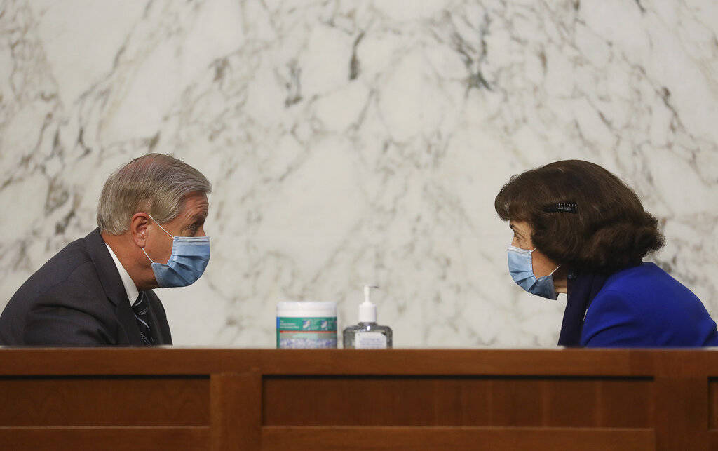 Chairman Lindsey Graham, R-S.C., left, and ranking member Dianne Feinstein, D-Calif., talk befo ...