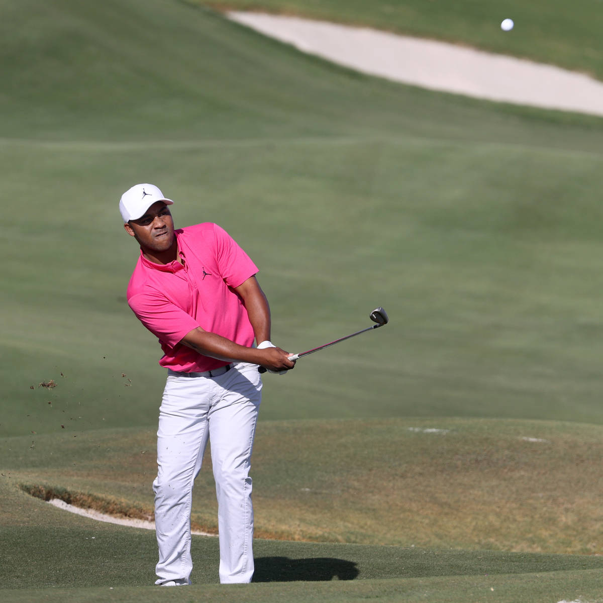 Harold Varner III hits the ball at the 15th hole during round three of the 2020 Shriners Hospit ...