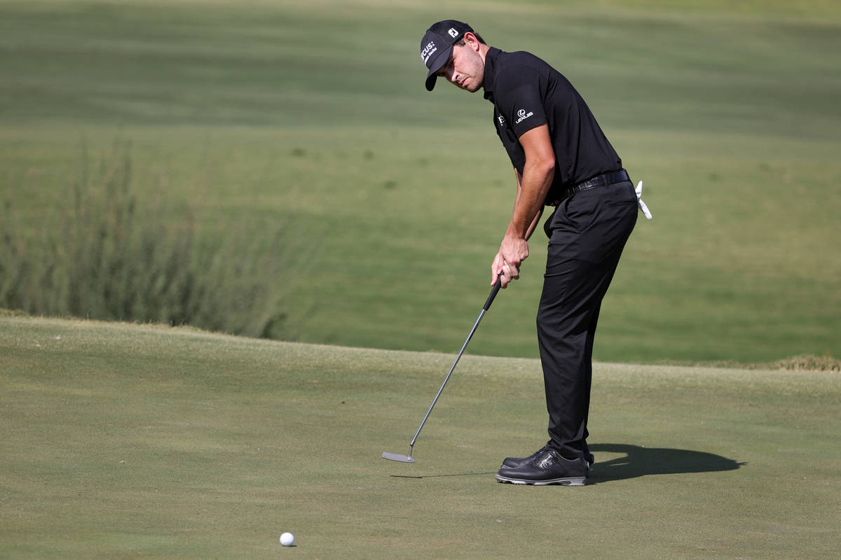 Patrick Cantlay putts the ball at the third hole during round three of the 2020 Shriners Hospit ...