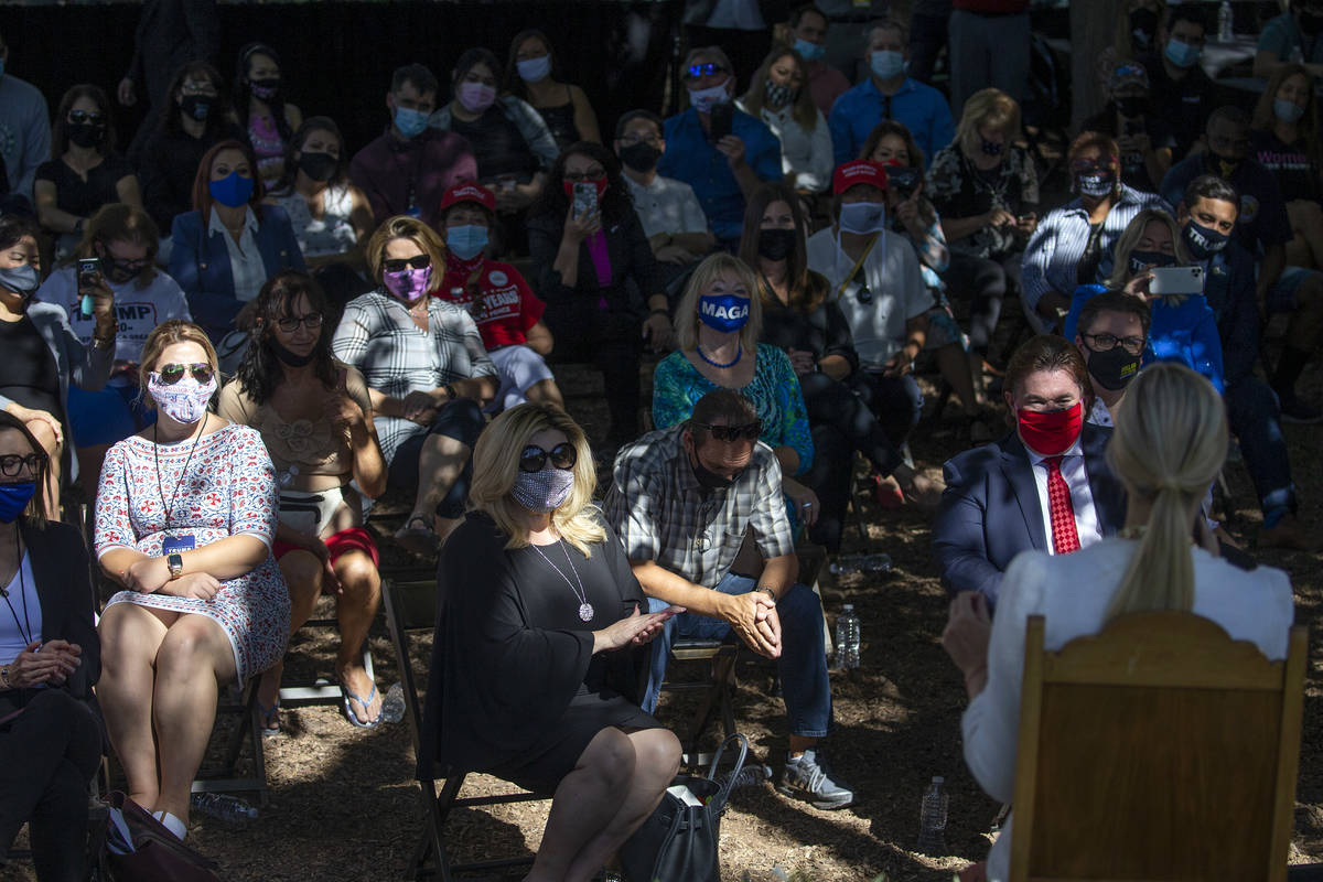 The audience, including Las Vegas councilwoman Michele Fiore, listens to Ivanka Trump during a ...