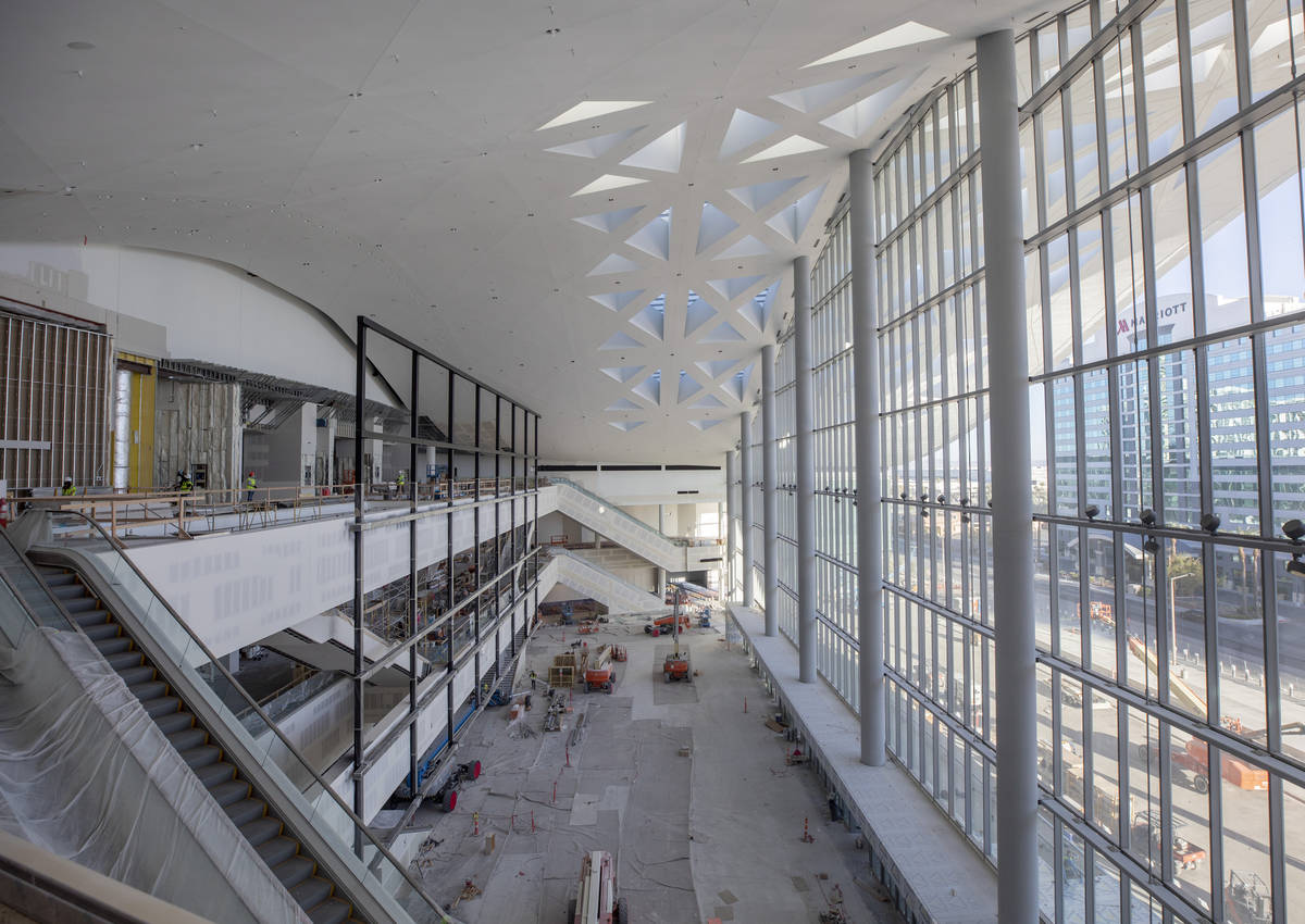 The main entrance and atrium of the Las Vegas Convention Center West Hall is seen under constru ...
