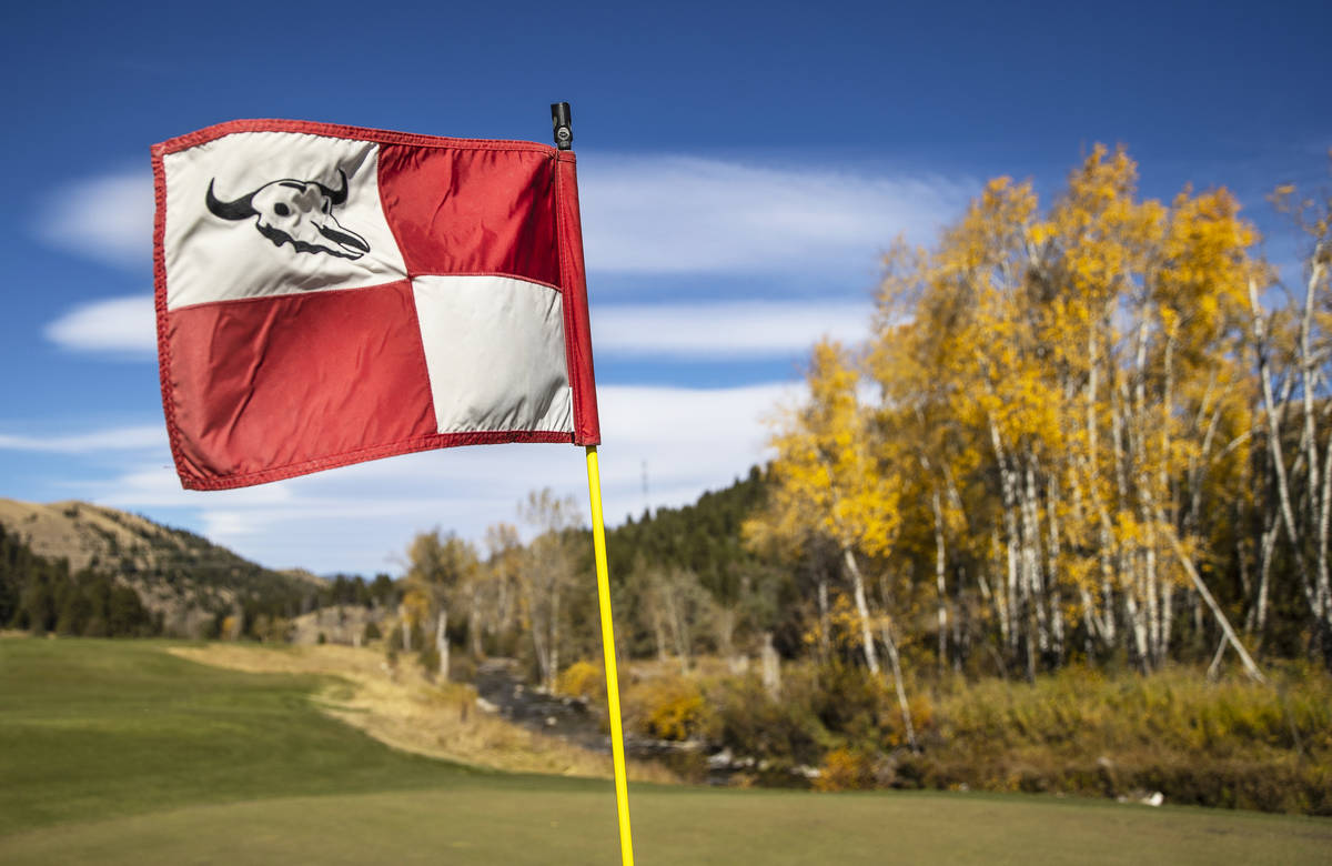 The 18th hole at Rock Creek Cattle Company golf course on Friday, Oct. 9, 2020, in Deer Lodge, ...