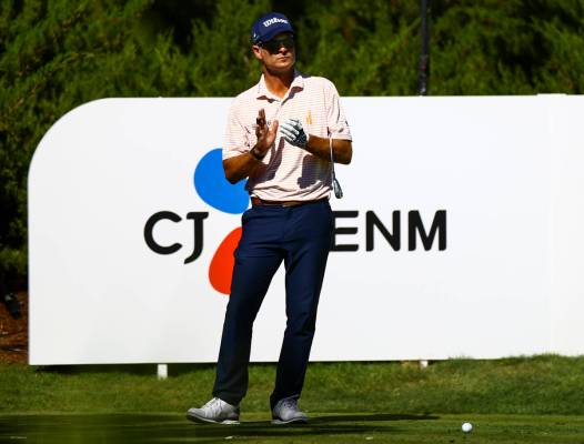 Kevin Streelman prepares for his tee shot at the fifth hole during the first round of the CJ Cu ...