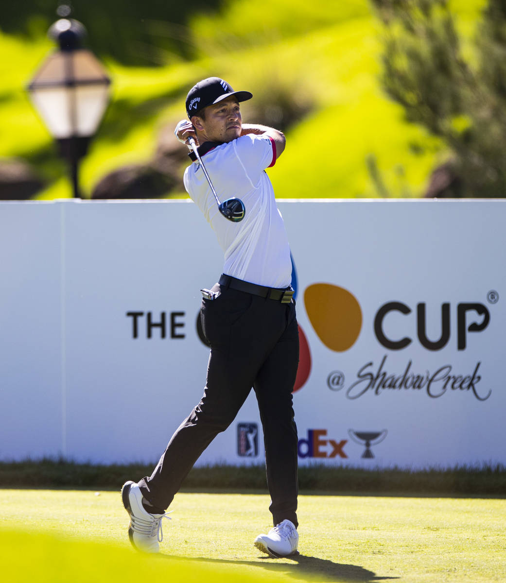 Xander Schauffele tees off at the first hole during the second round of the CJ Cup at the Shado ...