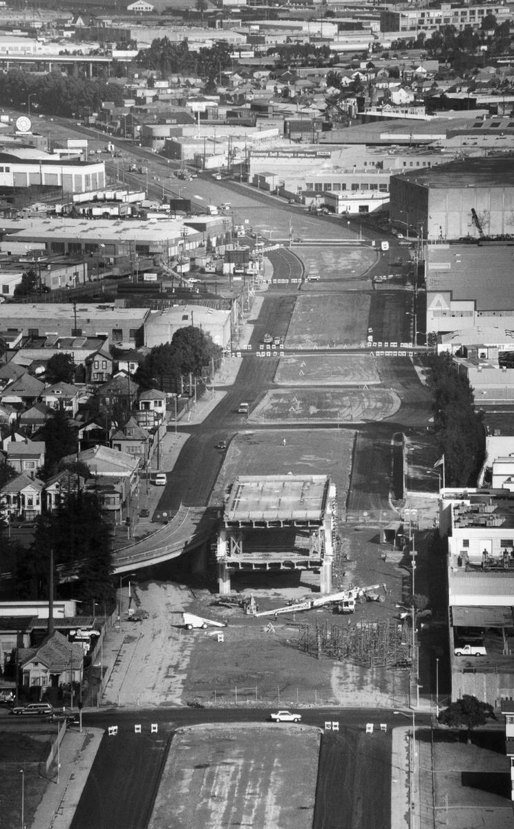 This aerial view is the last standing section of the nearby-demolished Cypress section of the I ...