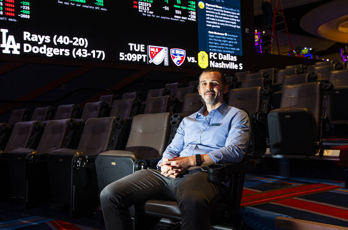 Matt Metcalf, director of the Circa Sportsbook, poses for a portrait during a tour of Circa, th ...