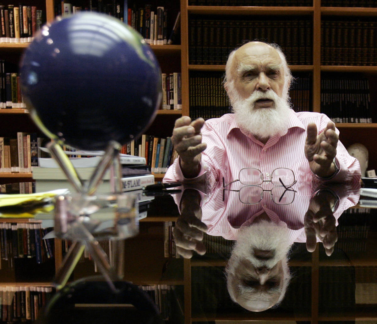 FILE - In this Friday, June 29, 2007, file photo, James Randi talks to a reporter in Fort Laude ...