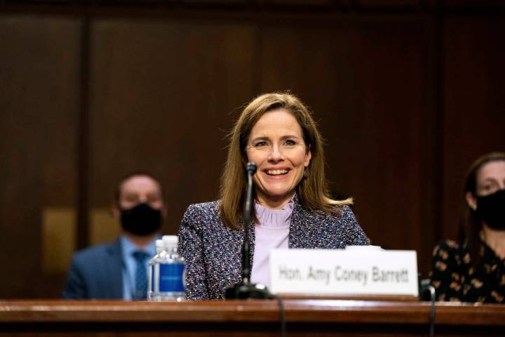 Supreme Court nominee Amy Coney Barrett testifies during the third day of her confirmation hear ...