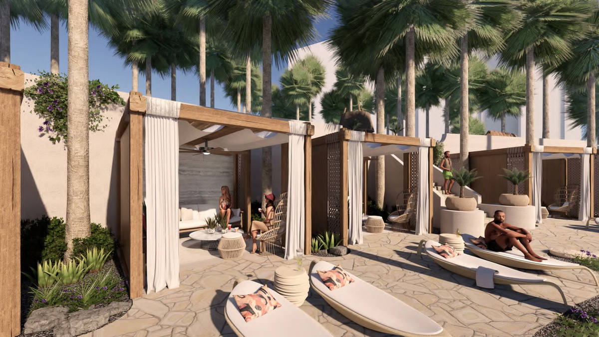A rendering of pool cabanas. (Courtesy, Virgin Hotels Las Vegas)