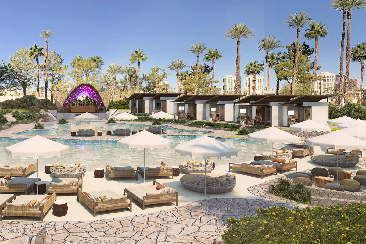 A rendering of the pool space. (Virgin Hotels Las Vegas)