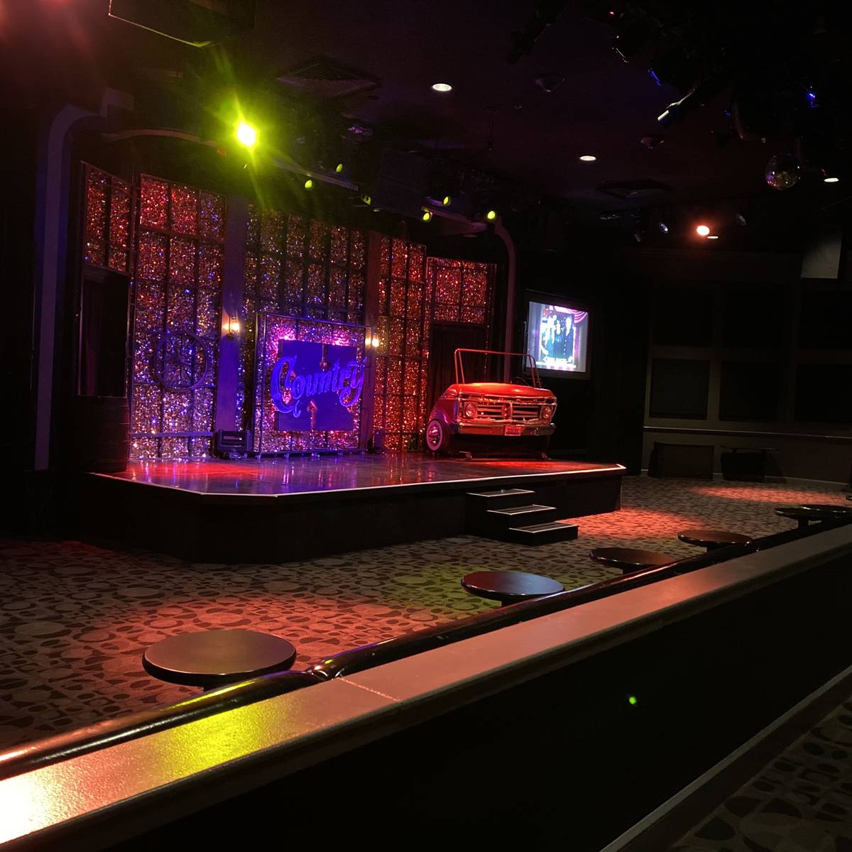 A look at the stage and 25-foot "Entertainment Moat" for "X Country" at Harrah's Cabaret on Thu ...