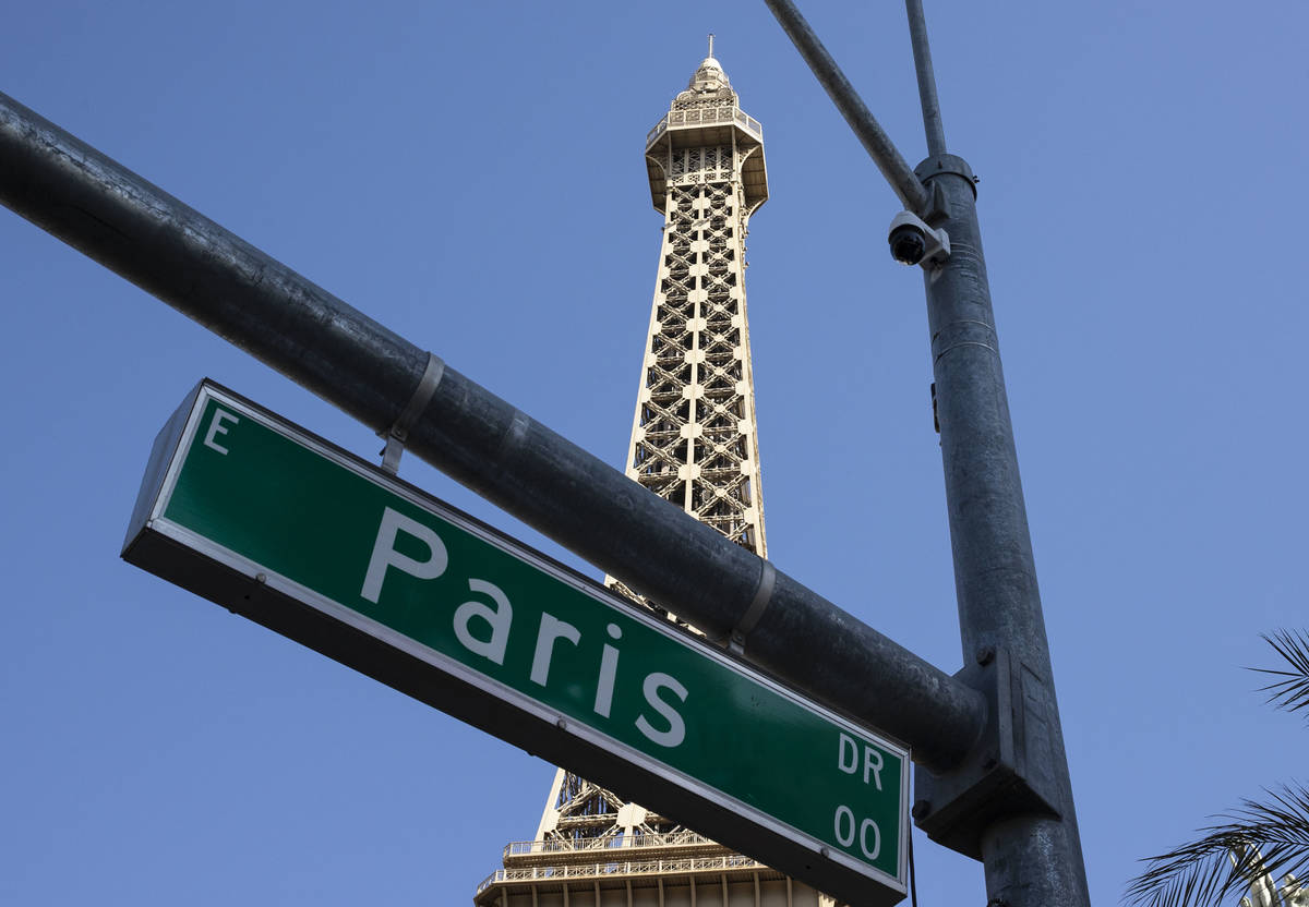 The Eiffel Tower at Paris Las Vegas is seen on Friday, Oct. 23, 2020, in Las Vegas. Hundreds of ...