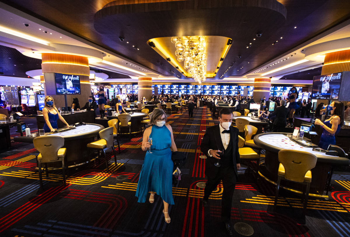 Invited guests explore Circa during the VIP black-tie grand opening event in downtown Las Vegas ...