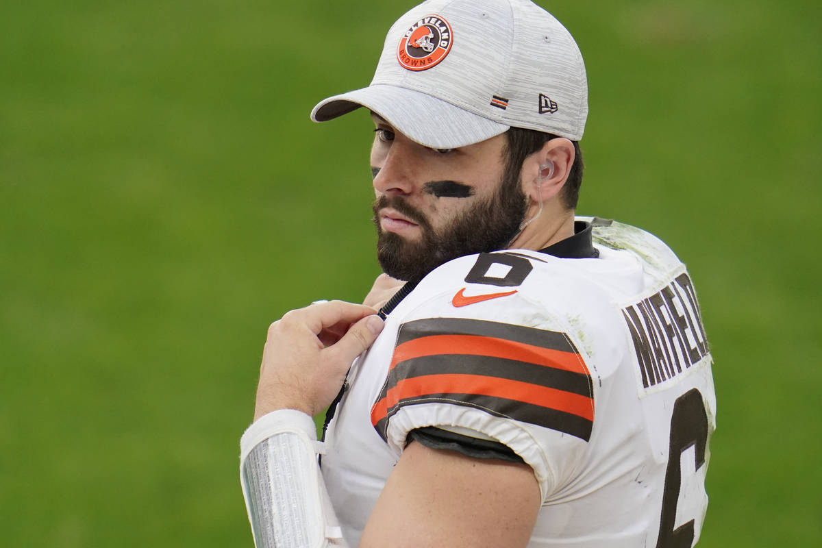 Cleveland Browns quarterback Baker Mayfield (6) during the second half of an NFL football game ...