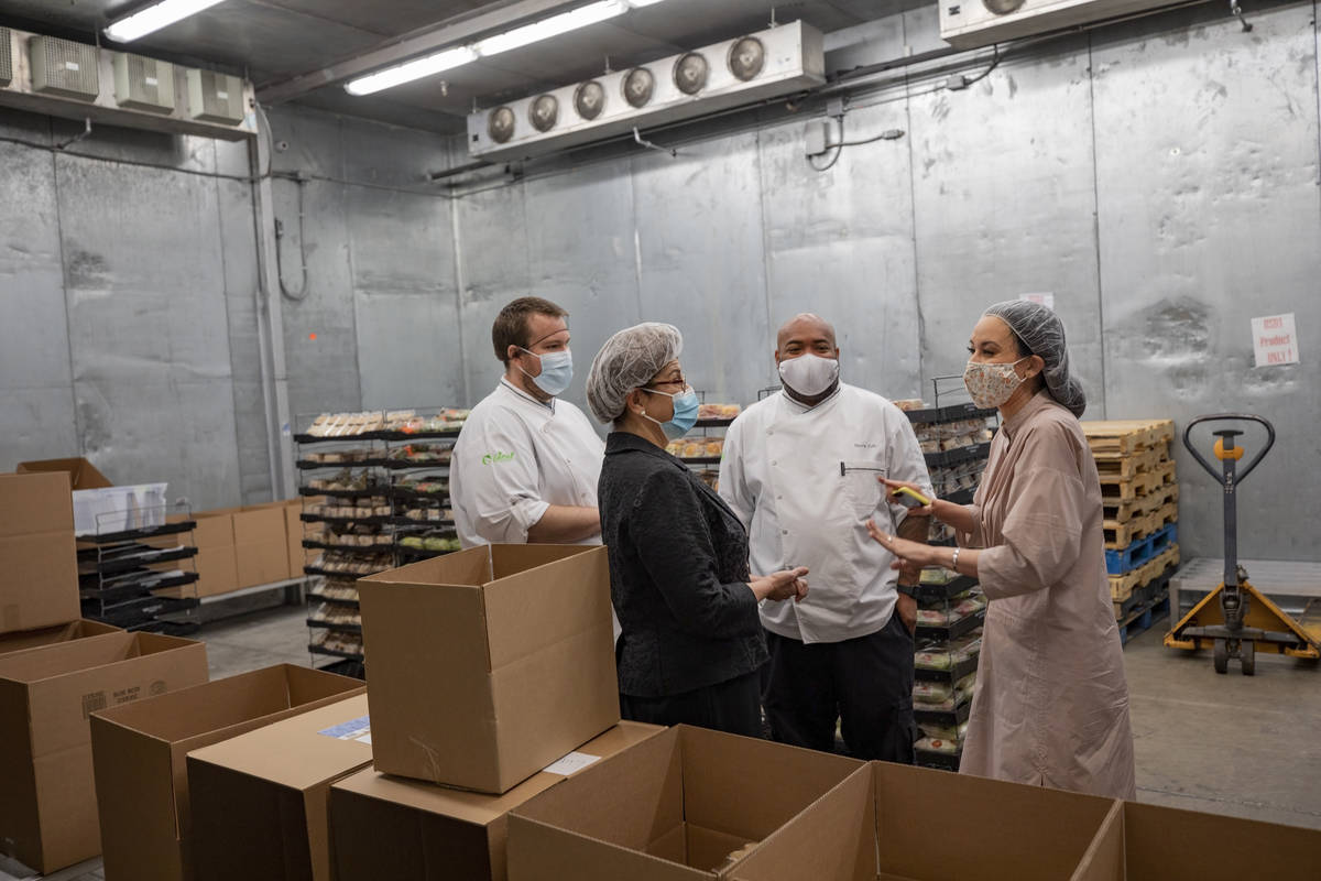 From left, Ideal Foods executive chef Zachary Lamphere, U.S. Small Business Association Adminis ...