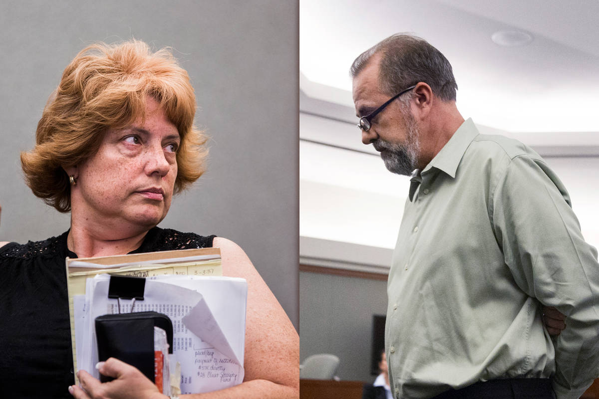 A composite image of disbarred Las Vegas lawyer Jeanne Winkler, left, and former attorney Rober ...