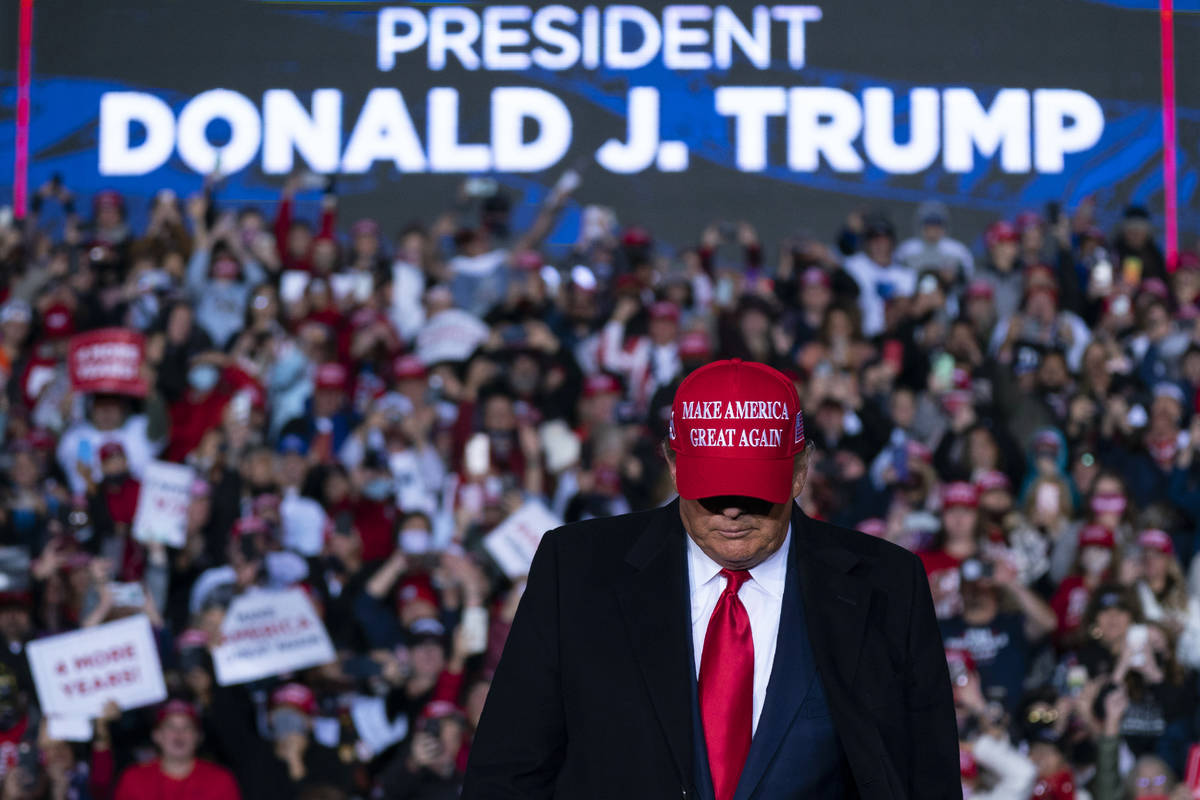 President Donald Trump arriving for a campaign rally at Richard B. Russell Airport, Sunday, Nov ...