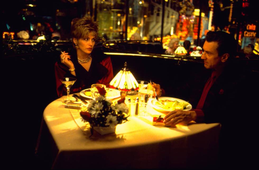 Ginger (Sharon Stone) and Sam "Ace" Rothstein (Robert De Niro) have dinner at The Plaza in a sc ...