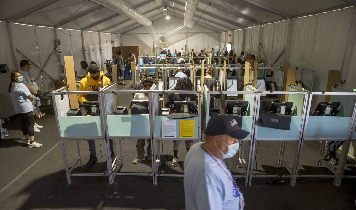 Voting moves right along at the Meadows Mall vote center location during Election Day on Tuesda ...