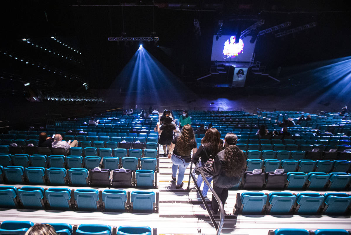 People arrive for "Timeless" by the Jabbawockeez at the MGM Grand Garden Arena in Las ...