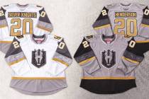 The Henderson Silver Knights' new jersey's, which were unveiled Monday night. (Photo courtesy V ...